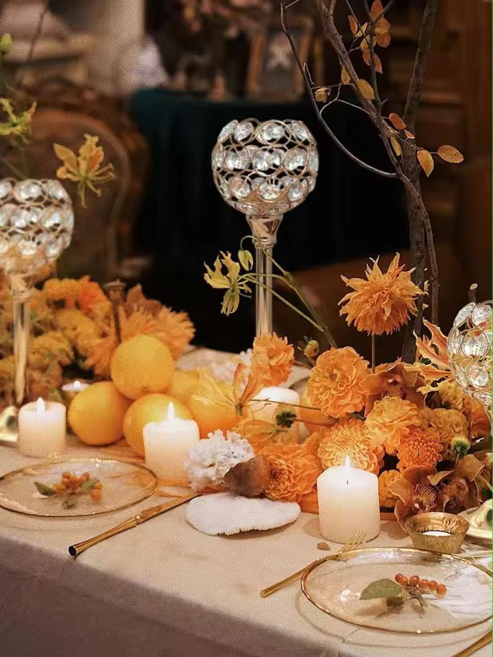 Luxora Golden Crystal Candle Holder  Elegant Tealight  Centerpiece Stand Set Of 1  3 2