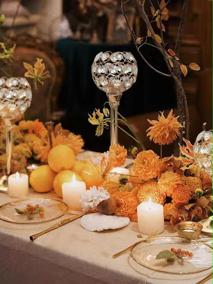 Luxora Golden Crystal Candle Holder  Elegant Tealight  Centerpiece Stand Set Of 1  3 2