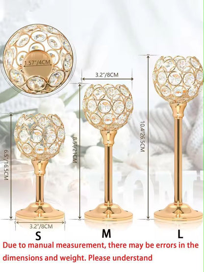Luxora Golden Crystal Candle Holder  Elegant Tealight  Centerpiece Stand Set Of 1  3 3