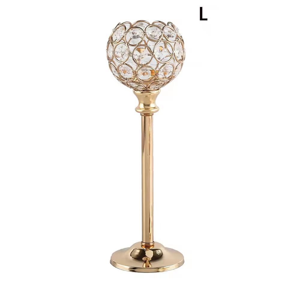 Luxora Golden Crystal Candle Holder  Elegant Tealight  Centerpiece Stand Set Of 1  3 6