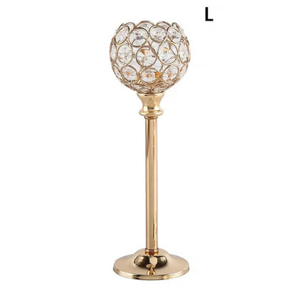 Luxora Golden Crystal Candle Holder  Elegant Tealight  Centerpiece Stand Set Of 1  3 6