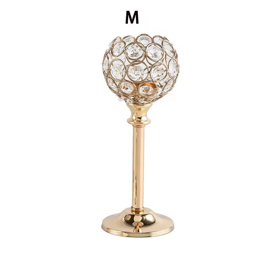 Luxora Golden Crystal Candle Holder  Elegant Tealight  Centerpiece Stand Set Of 1  3 7