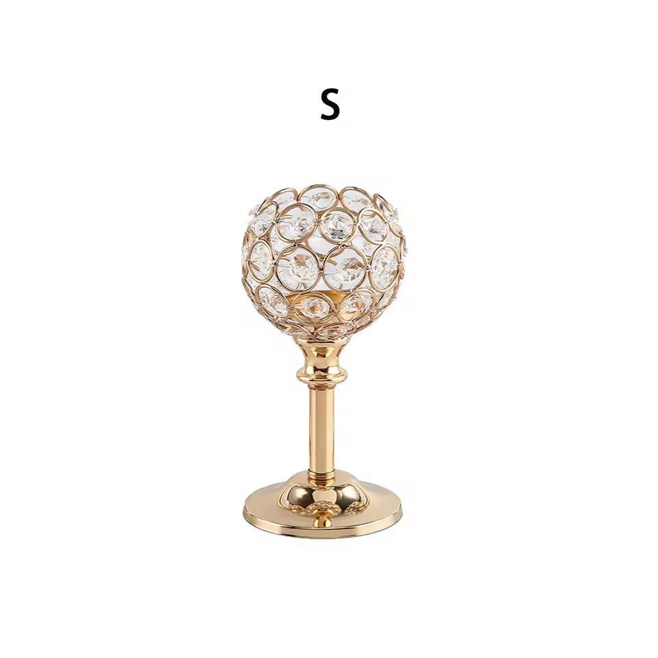 Luxora Golden Crystal Candle Holder  Elegant Tealight  Centerpiece Stand Set Of 1  3 8