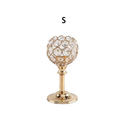Luxora Golden Crystal Candle Holder  Elegant Tealight  Centerpiece Stand Set Of 1  3 8