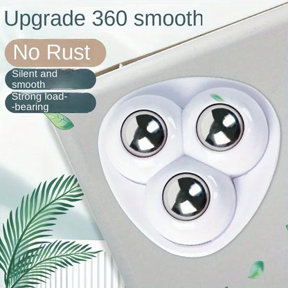 Universal Castors Movable Adhesive Three Bead Wheel, Load-Bearing Wear-Resistant Pulley, Household Hardware
