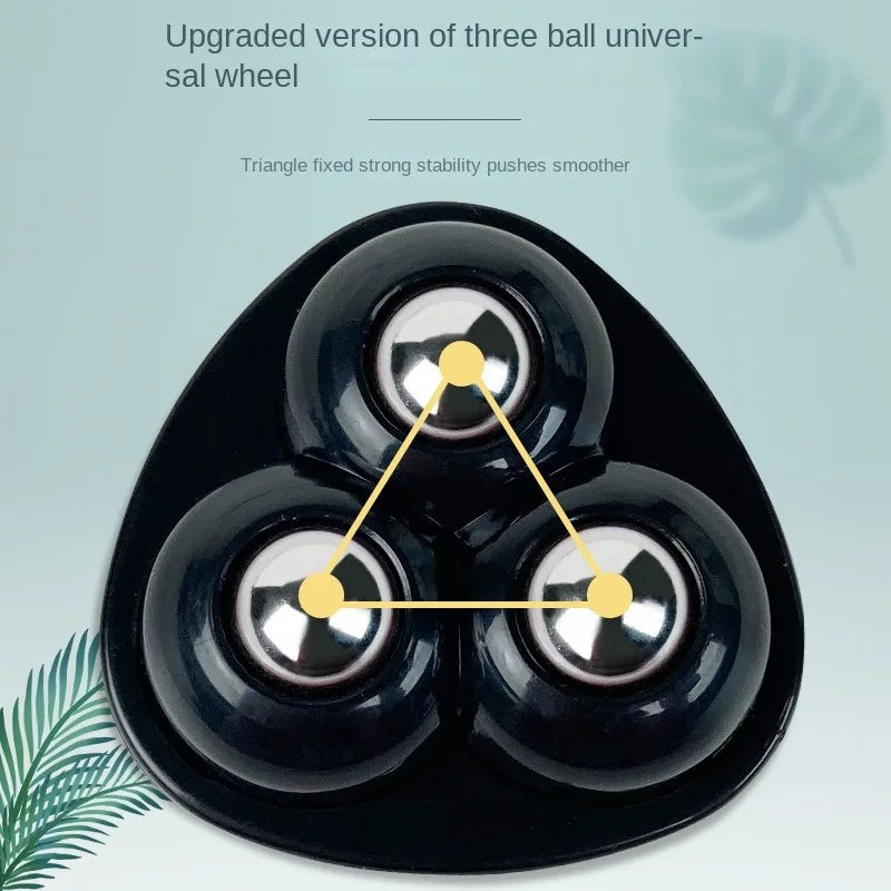 Universal Castors Movable Adhesive Three Bead Wheel, Load-Bearing Wear-Resistant Pulley, Household Hardware