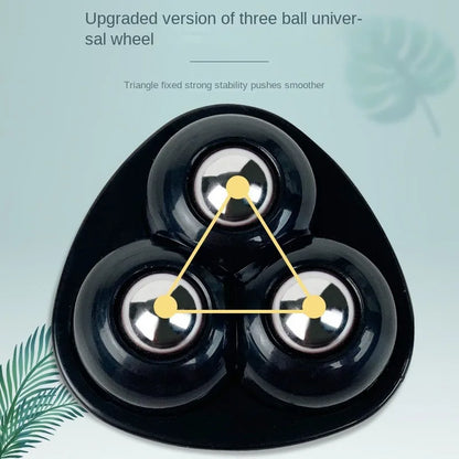 Universal Castors Movable Adhesive Three Bead Wheel, Load-Bearing Wear-Resistant Pulley, Household Hardware