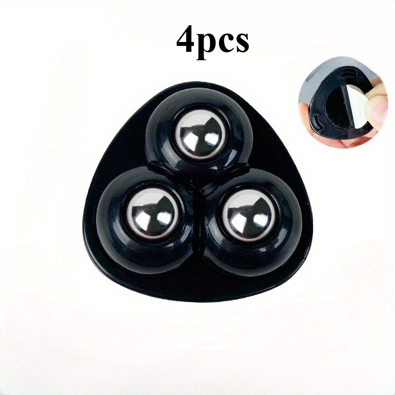 Universal Castors Movable Adhesive Three Bead Wheel, Load-Bearing Wear-Resistant Pulley, Household Hardware