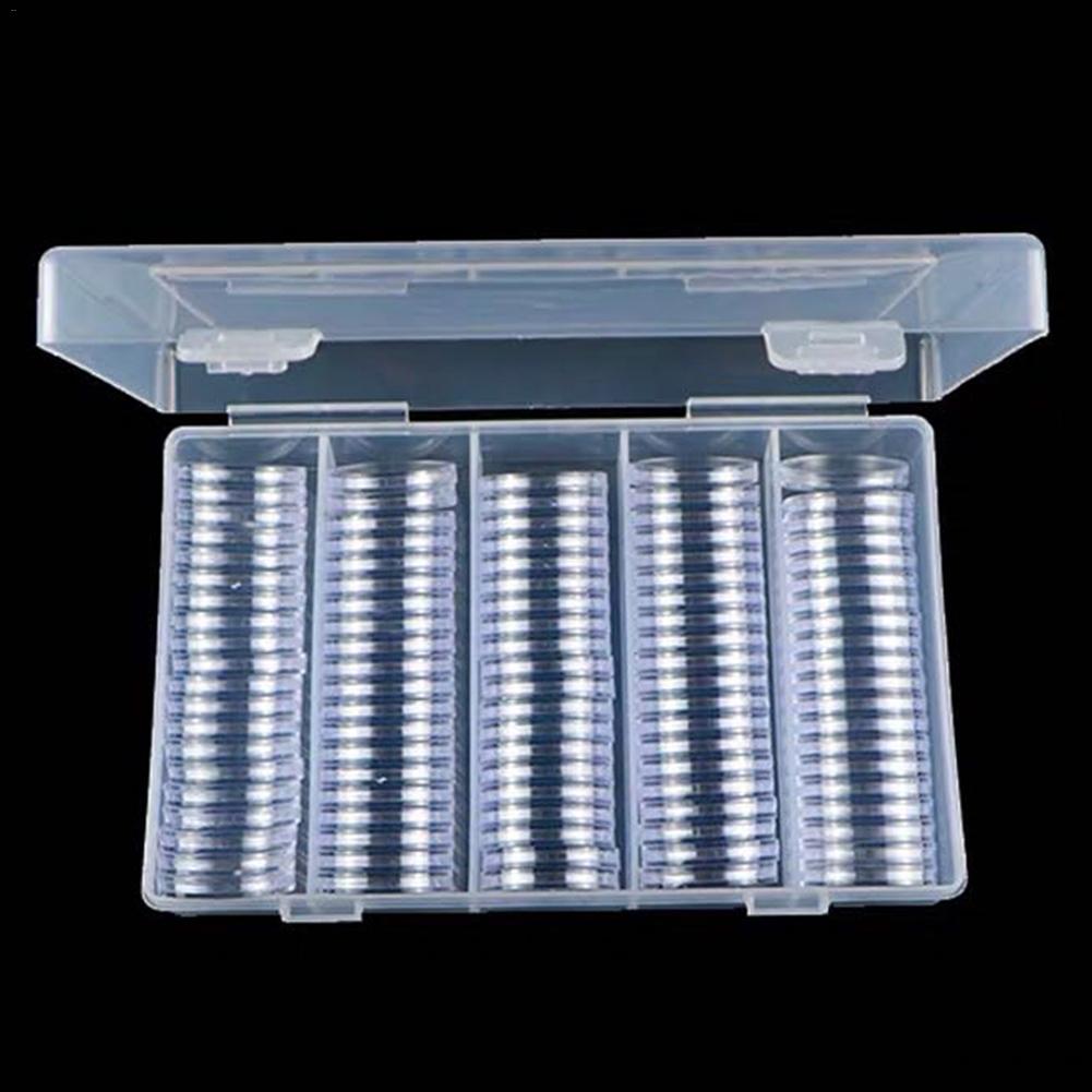 Container with Storage Organizer Box, Foam Gasket for Coin Display, Plastic Coin Holder Capsules