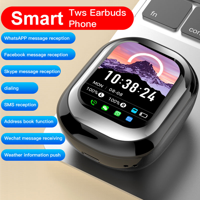 Wireless TWS Earbuds SEONE Smart Headphones LED Fullcolor Slide Touch Screen 3