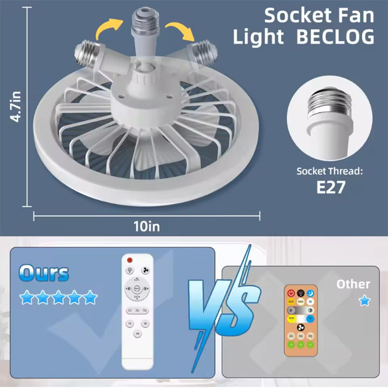 LED Ceiling Fan Light with Remote Control, Adjustable Wind Speed for Bedroom, Kitchen and Home Decoration