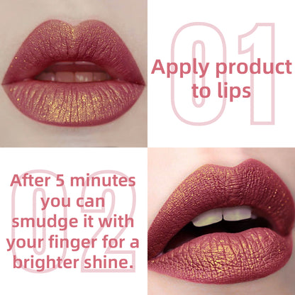 Shiny Long Lasting Lip Gloss Waterproof Liquid Lipstick Glitter Metallic Lip Oil 1
