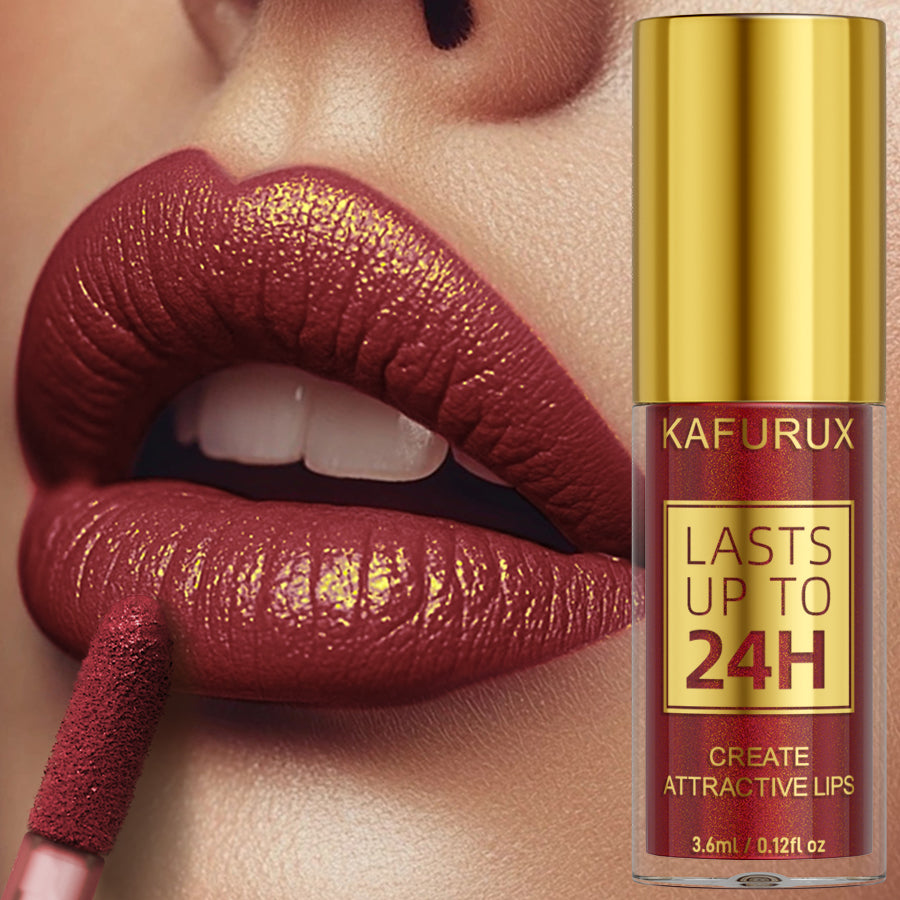 Shiny Long Lasting Lip Gloss Waterproof Liquid Lipstick Glitter Metallic Lip Oil 12