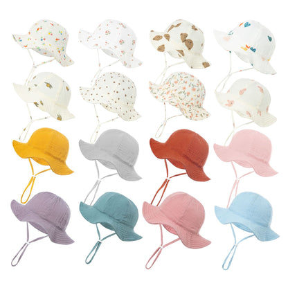 Unisex Baby Cotton Bucket Hat Sunscreen Beach Hat Boys Girls