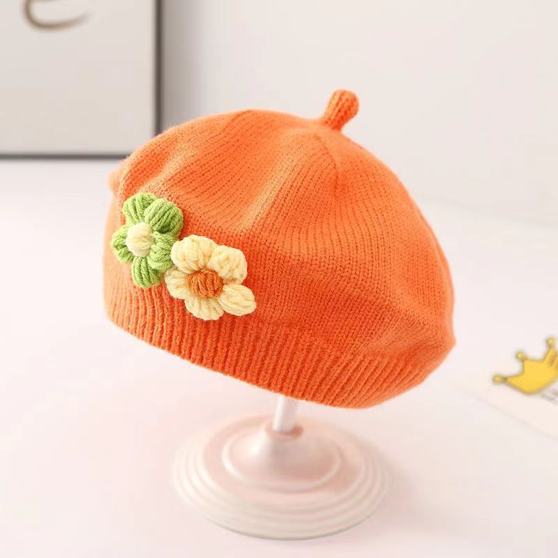 Vintage Knitted Beret Hat Kids Warm Fashion Baby Hat For Girls 4