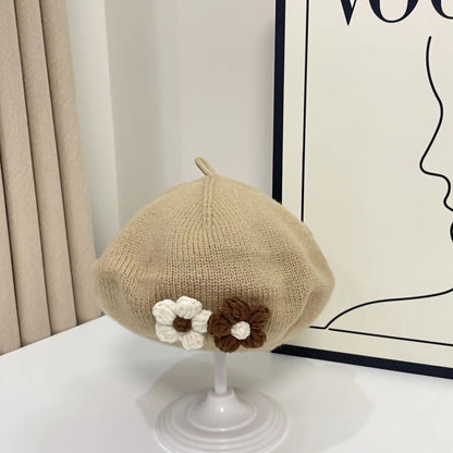 Vintage Knitted Beret Hat Kids Warm Fashion Baby Hat For Girls 8