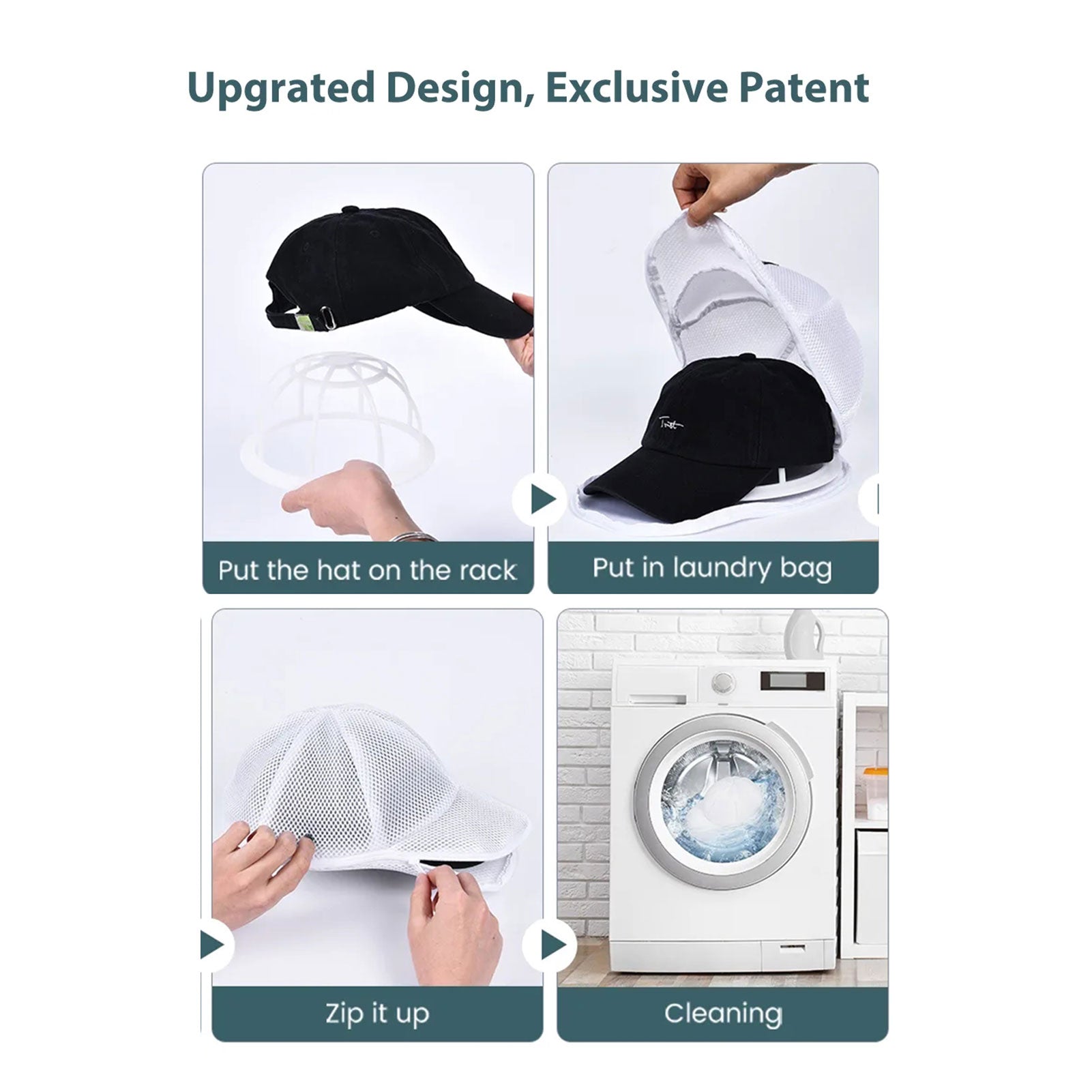 Multifunctional Baseball Cap Washer, Hat Cleaning Kit with Laundry Bag