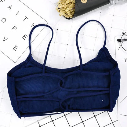 Thin Shoulder Strap Workout Bra Wireless Removable Padded Yoga Bra For Women 7