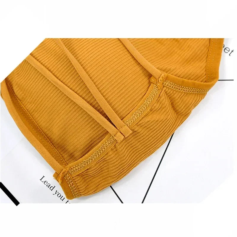 Thin Shoulder Strap Workout Bra Wireless Removable Padded Yoga Bra For Women 5
