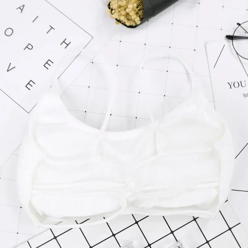 Thin Shoulder Strap Workout Bra Wireless Removable Padded Yoga Bra For Women 9