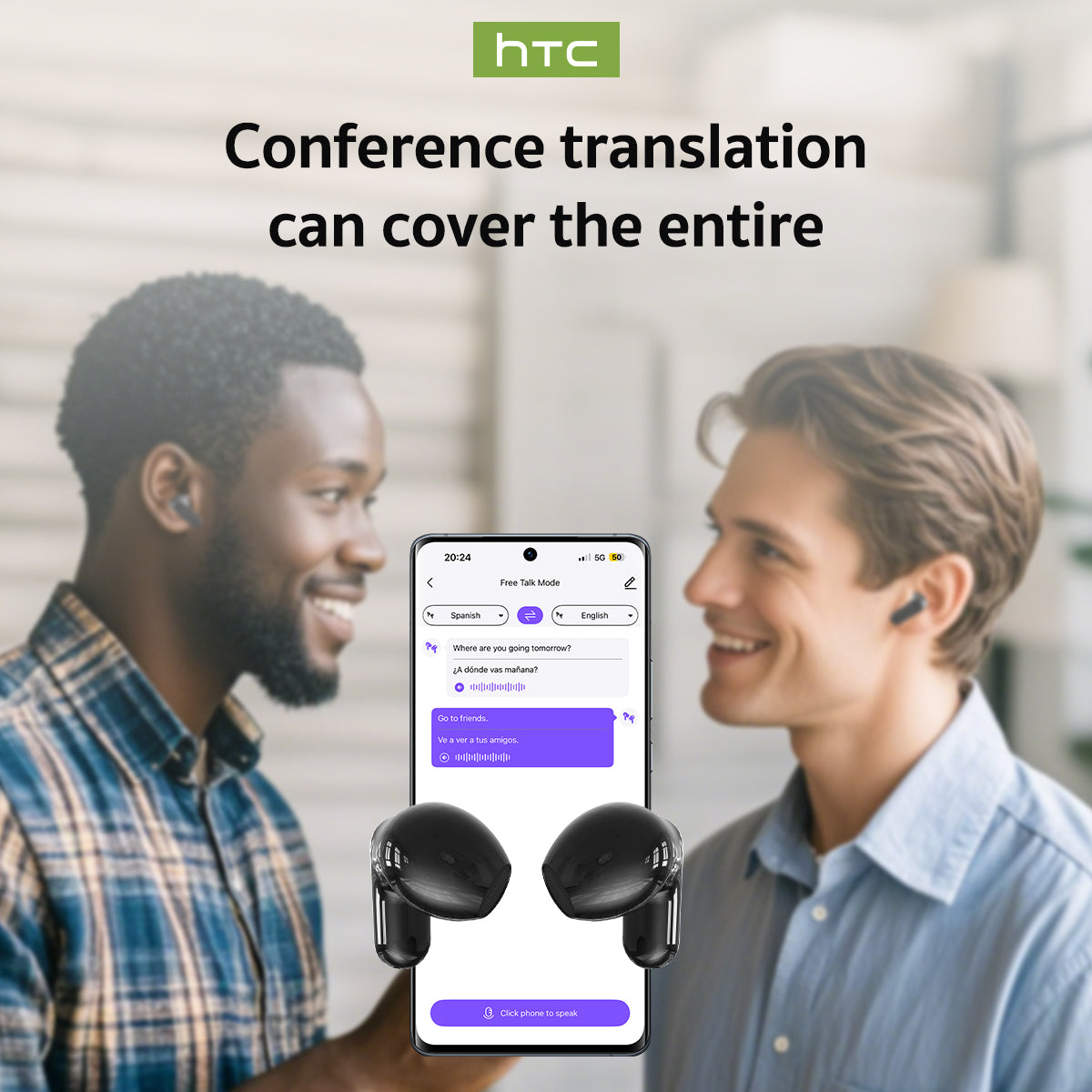 Translation Earphones New Bluetooth Wireless Headphones Waterproof Long Battery Life 5