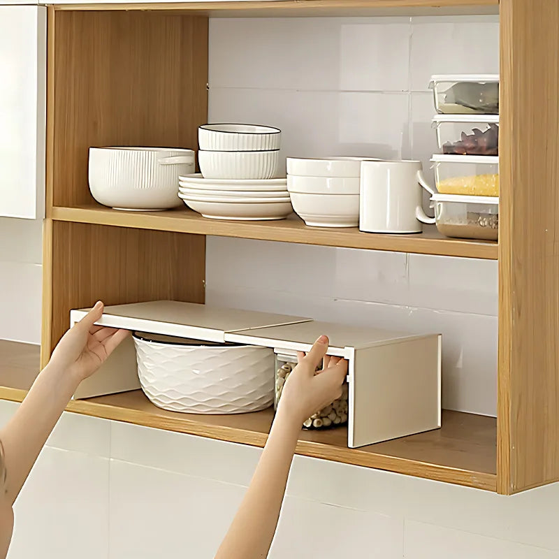 Retractable Kitchen Shelf Household Multifunctional Cabinet Storage Rack Fridge Organizer Dish And  2