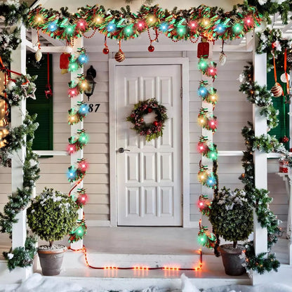 Christmas Tinsel Garland With LED Lights, Metallic Shiny Garland, Thick Tree Garland for Home Decor