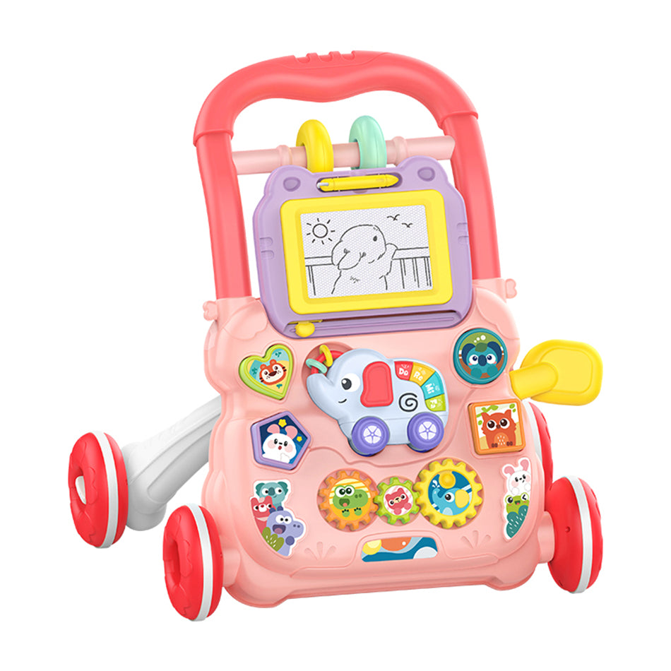 Multifunction Baby Cartoon Push Walker Toy With Music Drawing Board Toddler Learning Walk Walker 7
