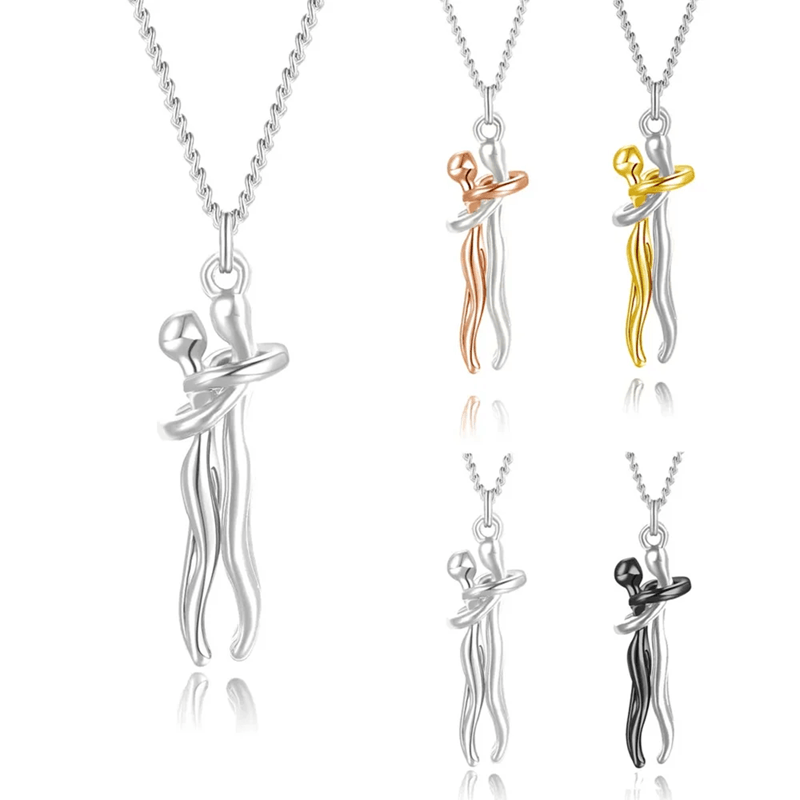 Black Hug Pendant Necklace For Couples And Everyday Style 1