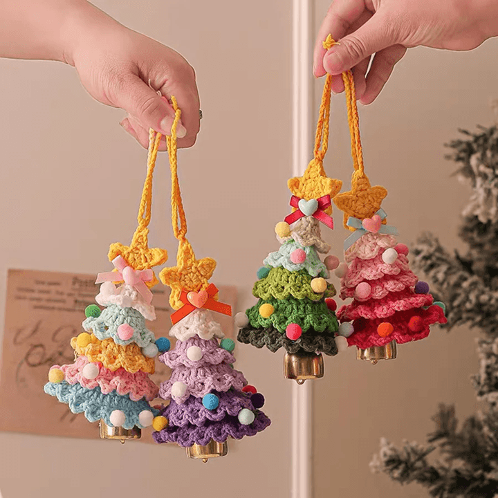 Knitted Christmas Tree Ornament with Jingle Bell
