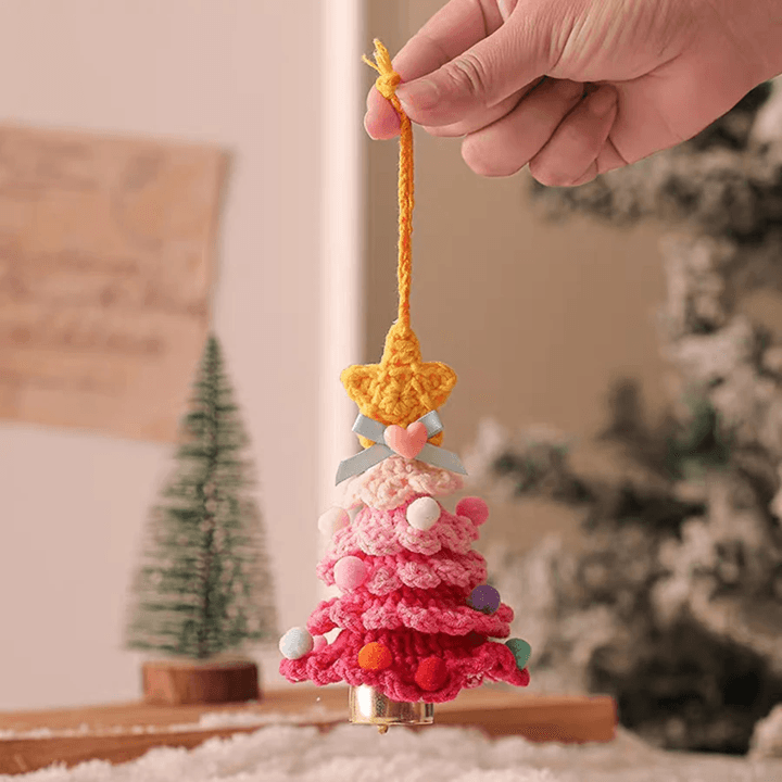 Knitted Christmas Tree Ornament With Jingle Bell 4