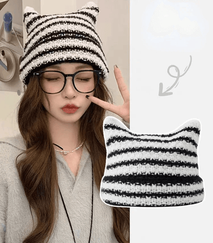 Harajuku Cat Ear Beanie For Cute Winter Streetwear 2