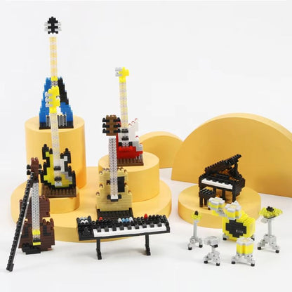 Mini Musical Instrument Building Bricks Set  Piano And Guitar Series 1