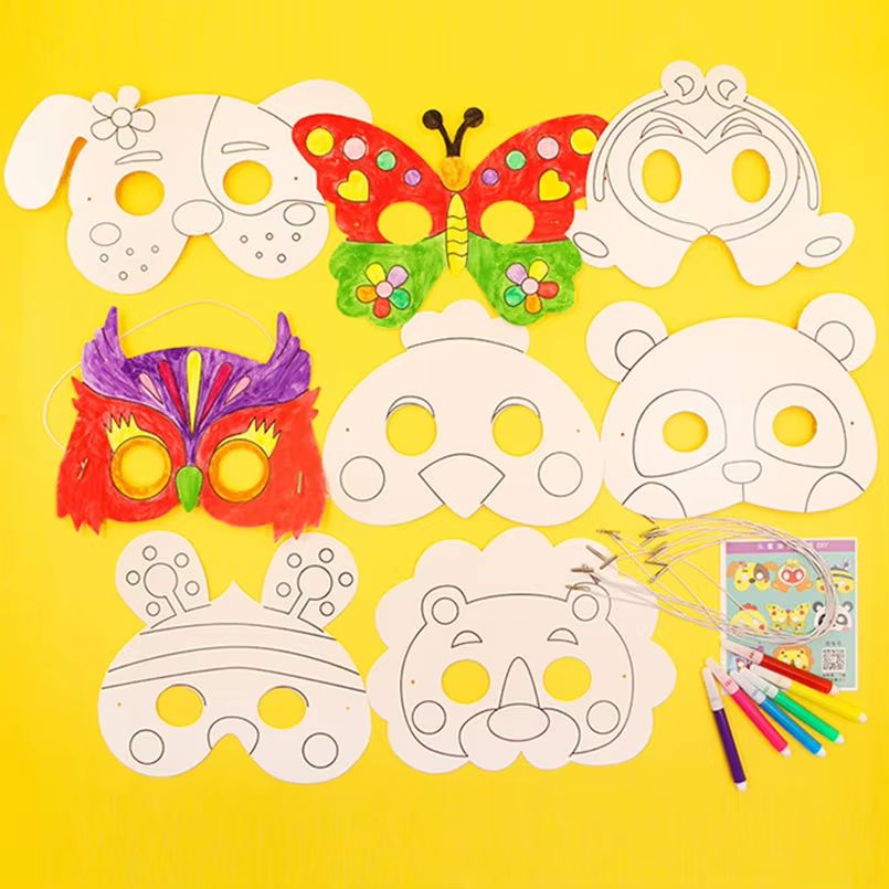 Kids 8Piece Cartoon Animal DIY Mask Craft Kit 1