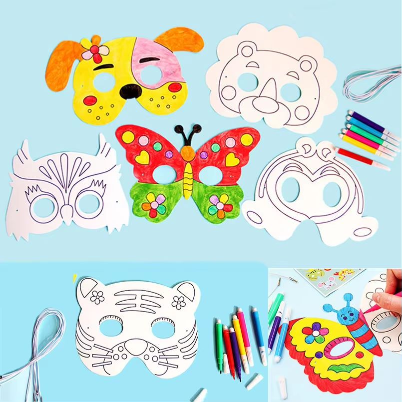 Kids 8Piece Cartoon Animal DIY Mask Craft Kit 2