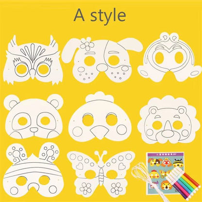 Kids 8Piece Cartoon Animal DIY Mask Craft Kit 8