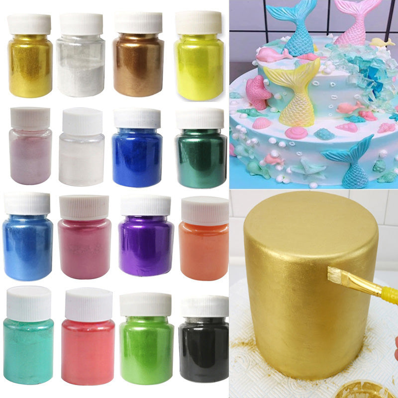 Glitter Powder for Cake, Mousse, Macaron, Chocolate Decoration, Bottle Gold And Silver Dye