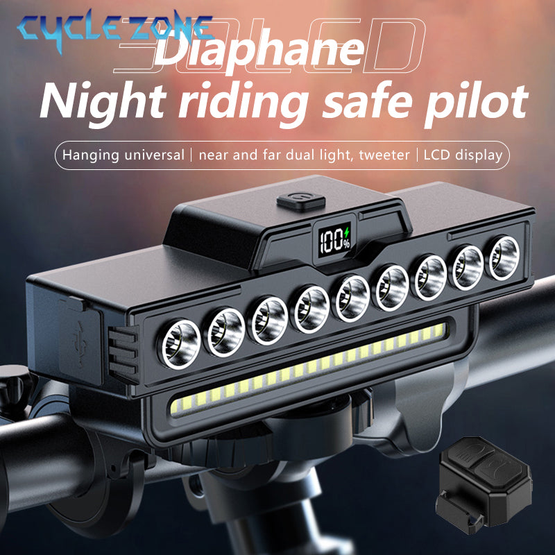 TypeC Rechargeable MTB Bikes Head Light 9 Beads Horn Front Light For Cycling Night Safety 1