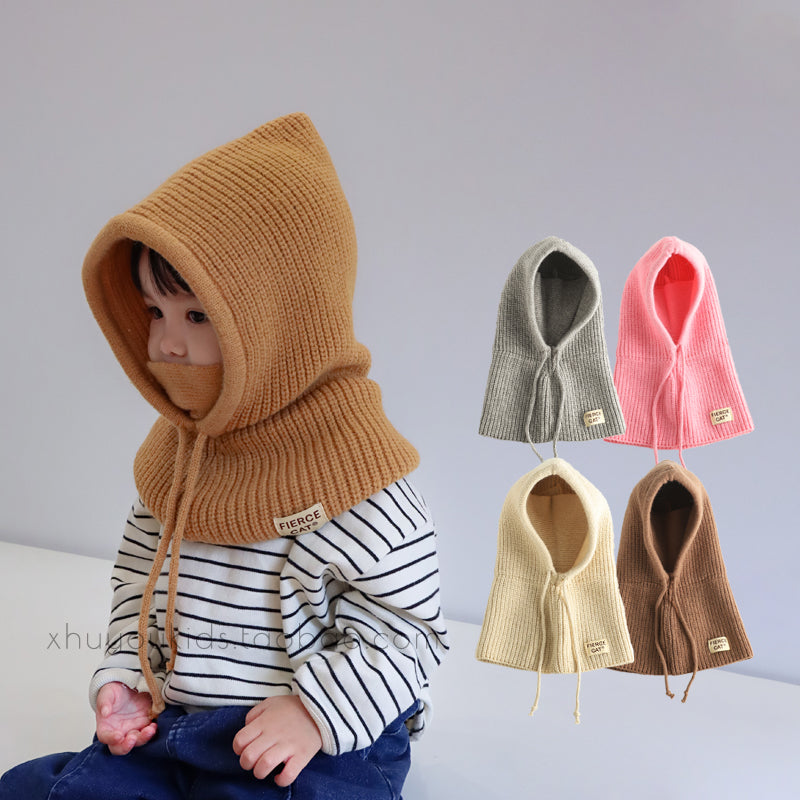 Knit Winter Baby Balaclava Hat Scarf Earflap Beanie Hat for Baby Boys Girls Hooded Cap