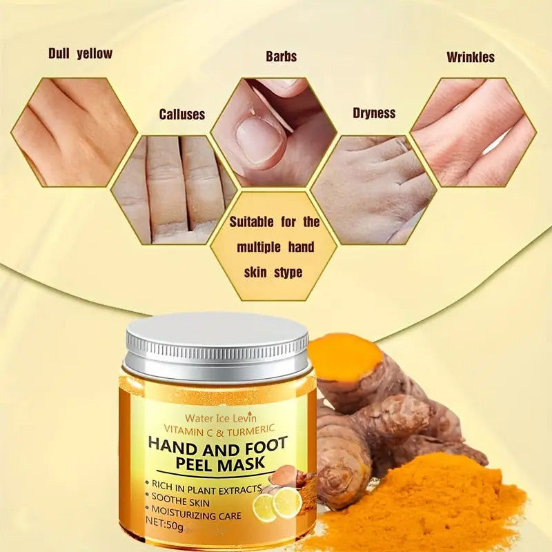 Gently Cleansing Hand Mask, Vitamin C and Turmeric Wax, Illuminating Skin for Hands and Feet