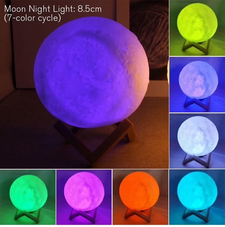 LED Moon Lamp Night Light With Stand 9