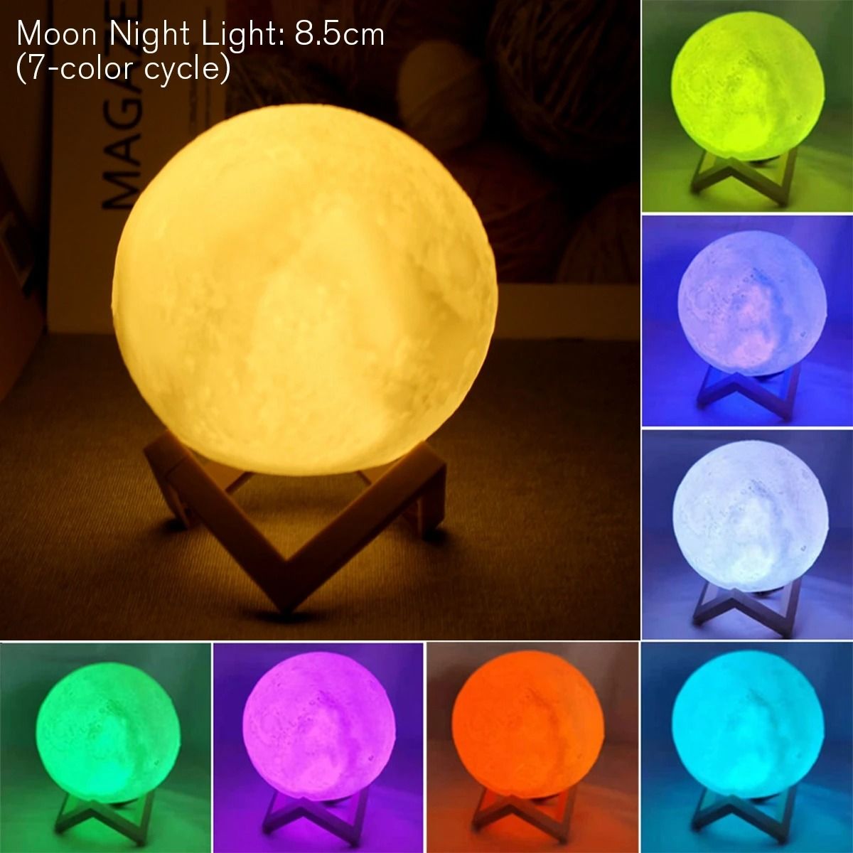 LED Moon Lamp Night Light With Stand 2