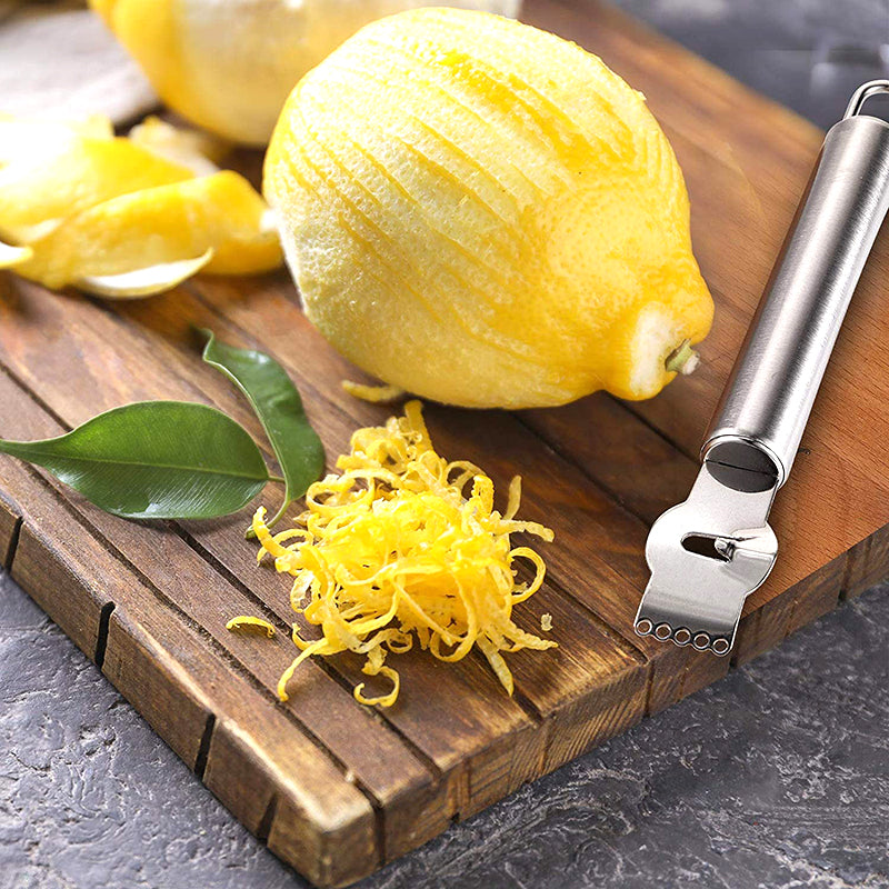 Citrus Fruit Grater with Channel Knife, Stainless Steel Zester and Hanging Loop for Easy Kitchen Use