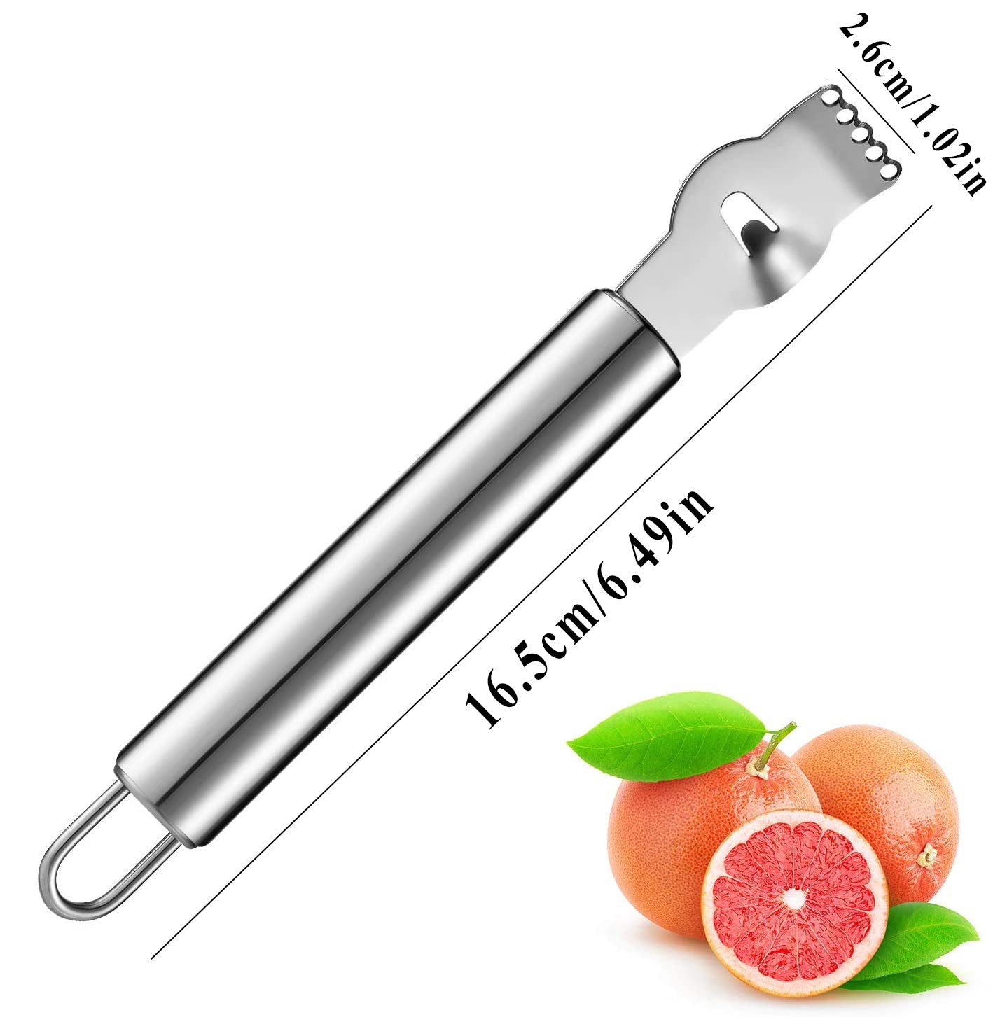 Citrus Fruit Grater with Channel Knife, Stainless Steel Zester and Hanging Loop for Easy Kitchen Use