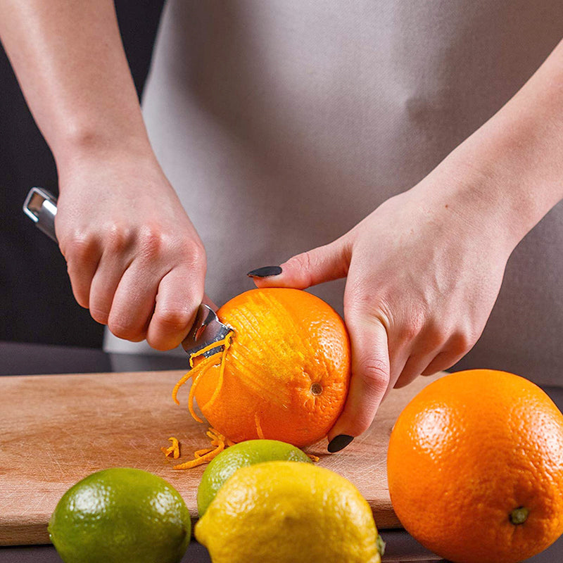 Citrus Fruit Grater with Channel Knife, Stainless Steel Zester and Hanging Loop for Easy Kitchen Use