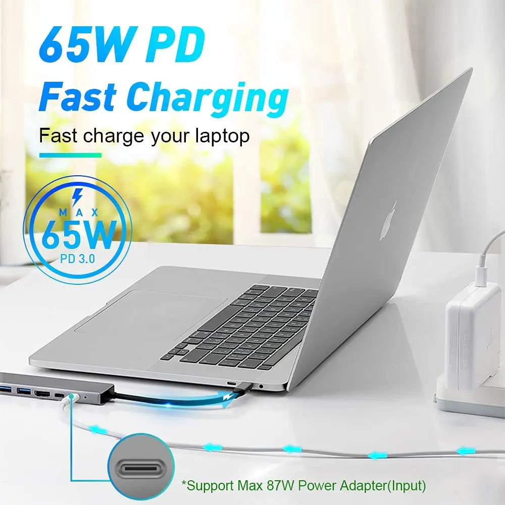 Laptop Adapter with USB Hub, HDMI, TF/SD Card, PD Charge Dock Station & Type-C Splitter