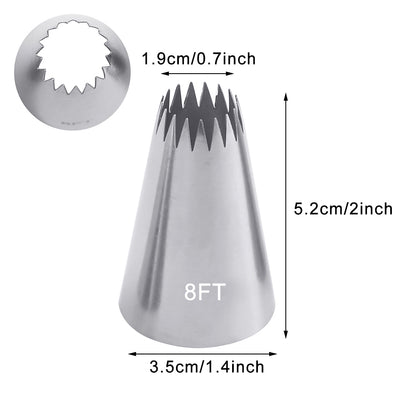 Russian Open Star Piping Nozzles, Cake Decorating Tips Set, Icing Pastry Nozzles for Cupcakes & Cookies