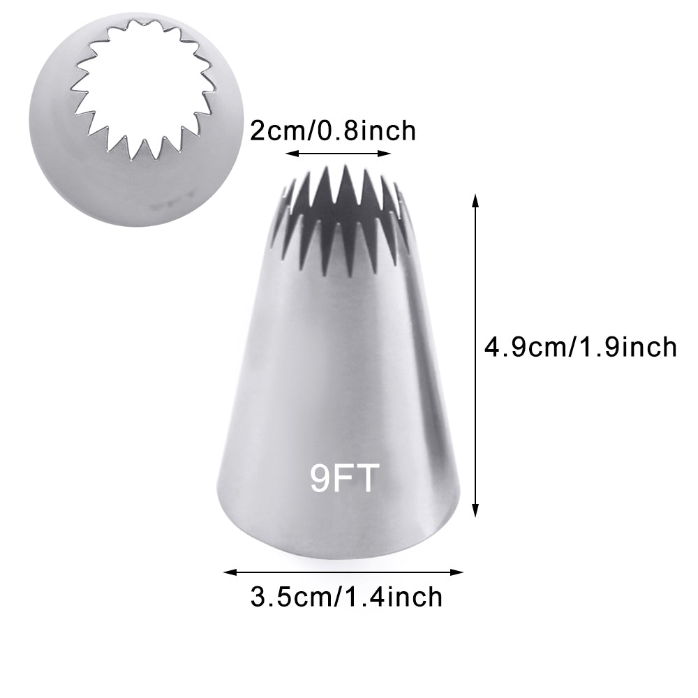 Russian Open Star Piping Nozzles, Cake Decorating Tips Set, Icing Pastry Nozzles for Cupcakes & Cookies
