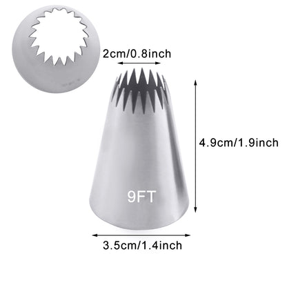 Russian Open Star Piping Nozzles, Cake Decorating Tips Set, Icing Pastry Nozzles for Cupcakes & Cookies