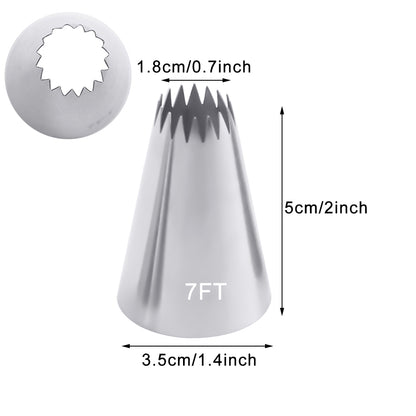 Russian Open Star Piping Nozzles, Cake Decorating Tips Set, Icing Pastry Nozzles for Cupcakes & Cookies